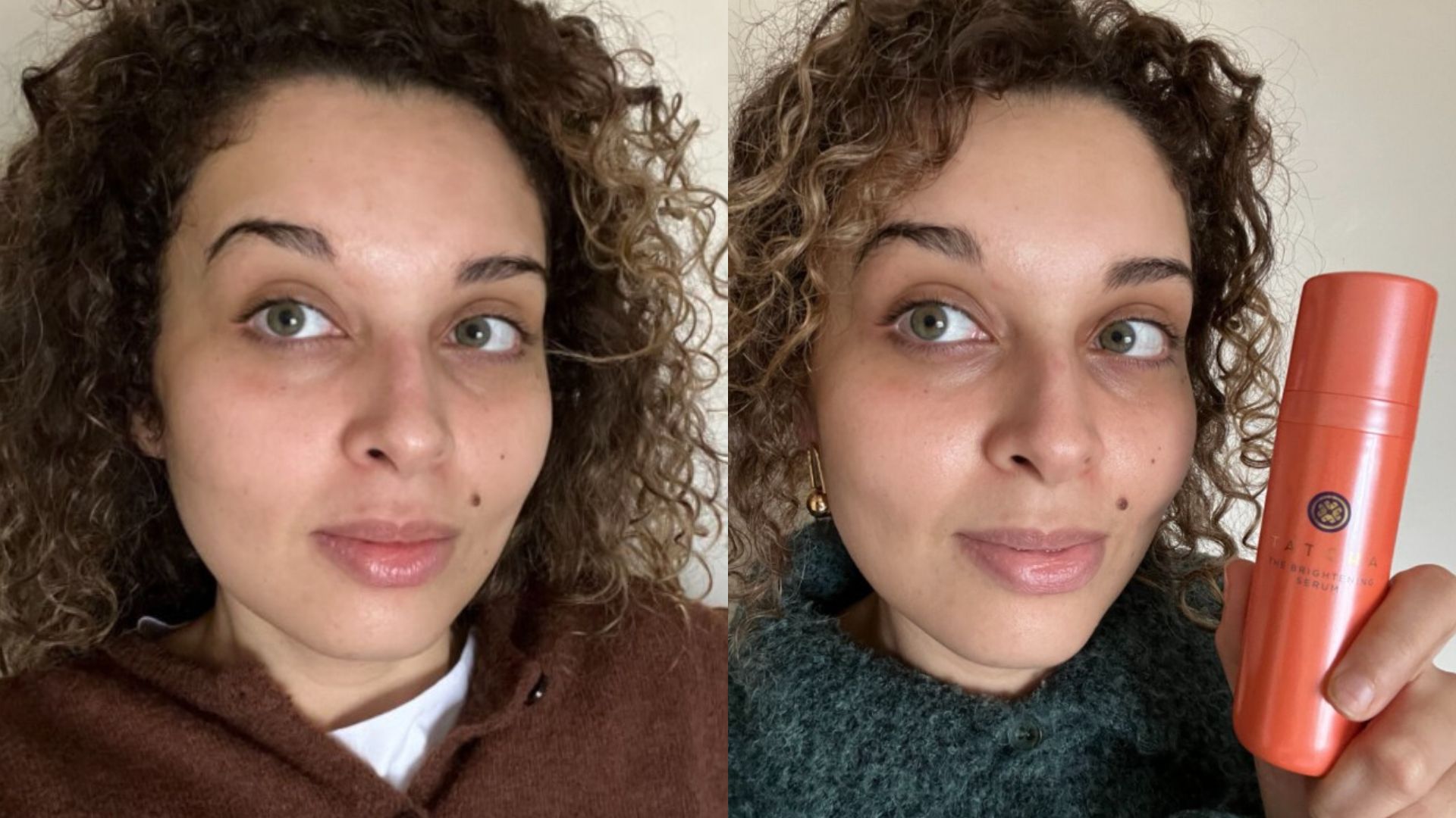 Ashlee before and after using Tatcha The Brightening Serum | Space NK Ashlee before and after using Tatcha The Brightening Serum | Space NK